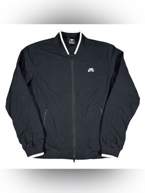 NIKE SB Jacket Mens Medium Black Bomber Windbreaker Skateboarding Zip Mesh Lined